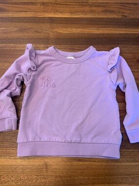 Bonds Girls Lavender Ruffle Shoulder Sweatshirt 18-24M - Like New